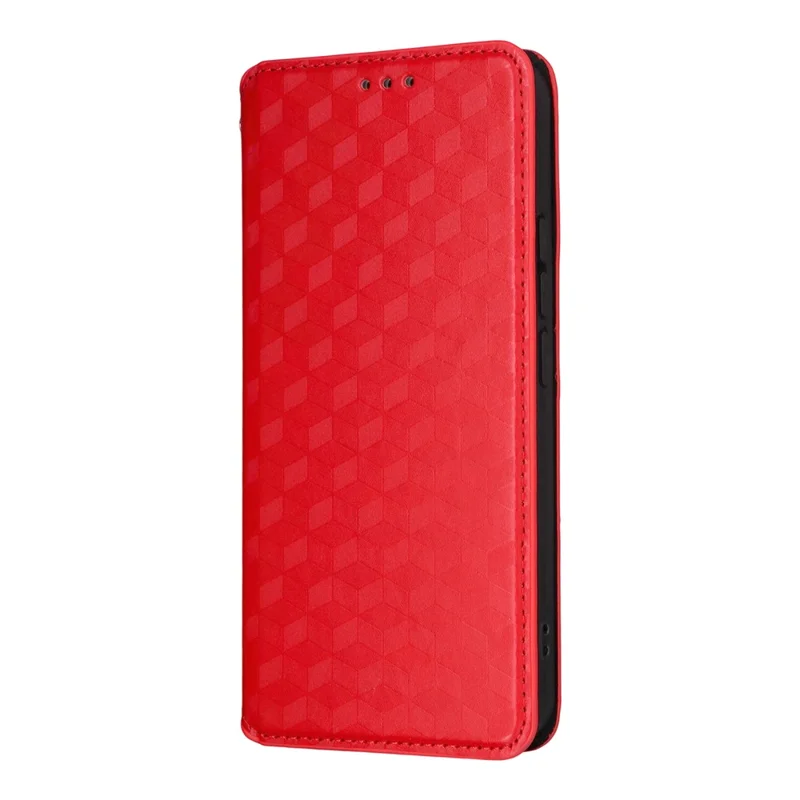 For Xiaomi 15T Pro Case Wallet Rhombus Imprinted Leather Phone Cover - Red