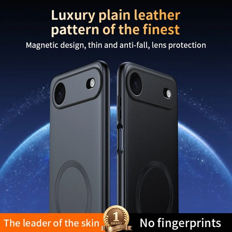 For iPhone Air Case Compatible with MagSafe Leather Coated TPU + PC Phone Cover - Black