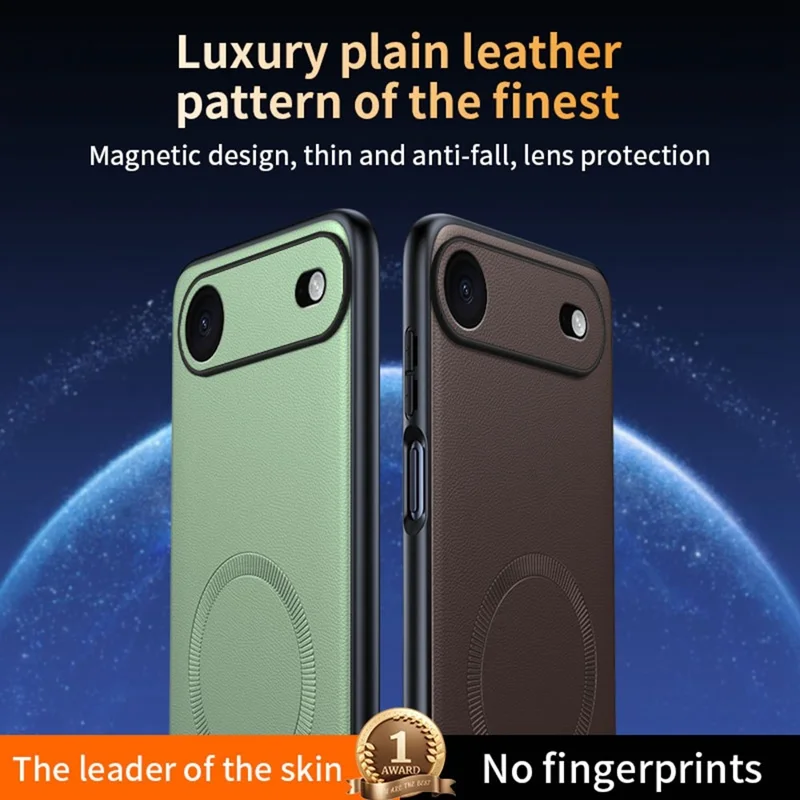 For iPhone Air Case Compatible with MagSafe Leather Coated TPU + PC Phone Cover - Black