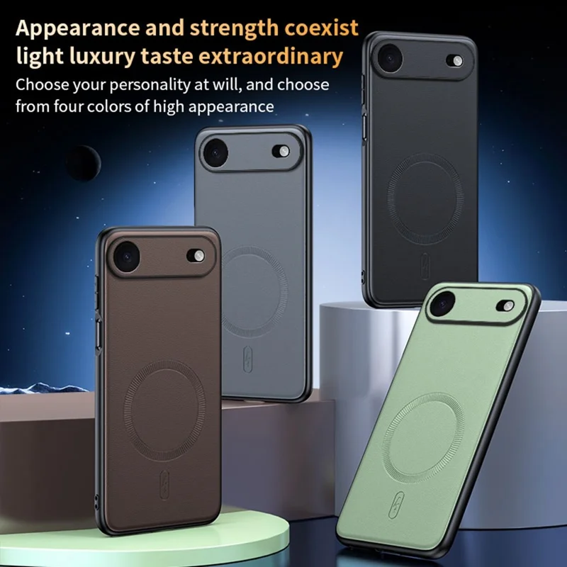 For iPhone Air Case Compatible with MagSafe Leather Coated TPU + PC Phone Cover - Black