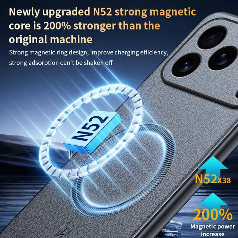 For iPhone 17 Pro Case Compatible with MagSafe Leather Coated TPU + PC Phone Cover - Black