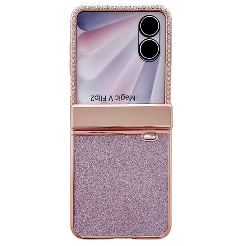 Til Honor Magic V Flip 2 hylster med beslagbeskyttelse, strass og glitrende PC-telefonhylster - Rosenød