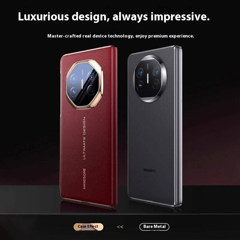 For Huawei Mate XTs Ultimate Case med view-vindue Auto Wake / Sleep PU Læder Flip Smart Phone Cover - Rød