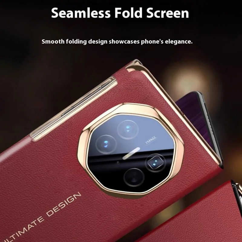 For Huawei Mate XTs Ultimate Case med view-vindue Auto Wake / Sleep PU Læder Flip Smart Phone Cover - Rød