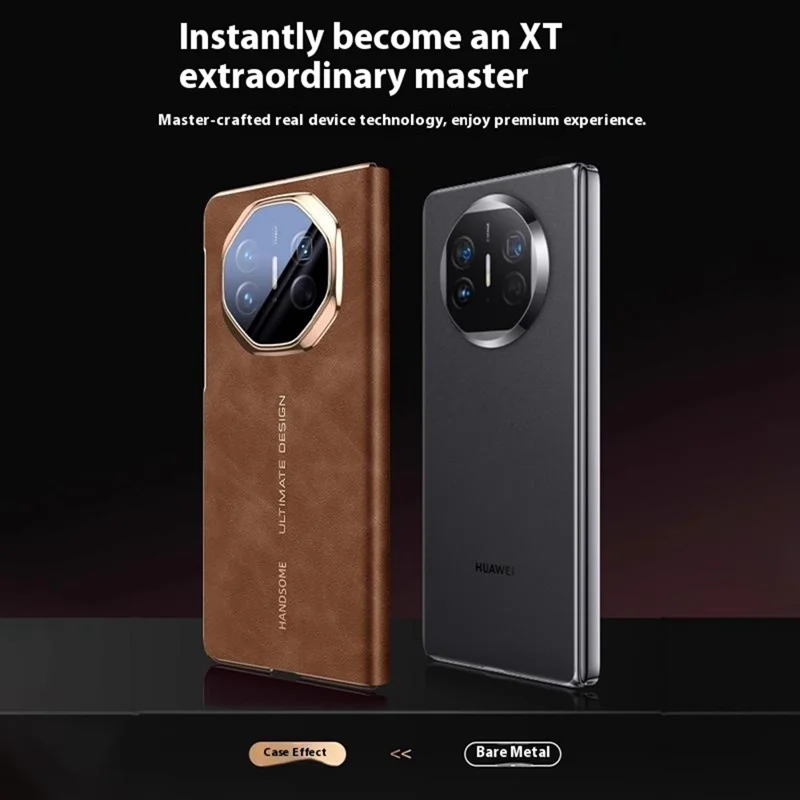 For Huawei Mate XTs Ultimate Smart Phone Case View Window Leather Cover with Auto Wake / Sleep - Brun