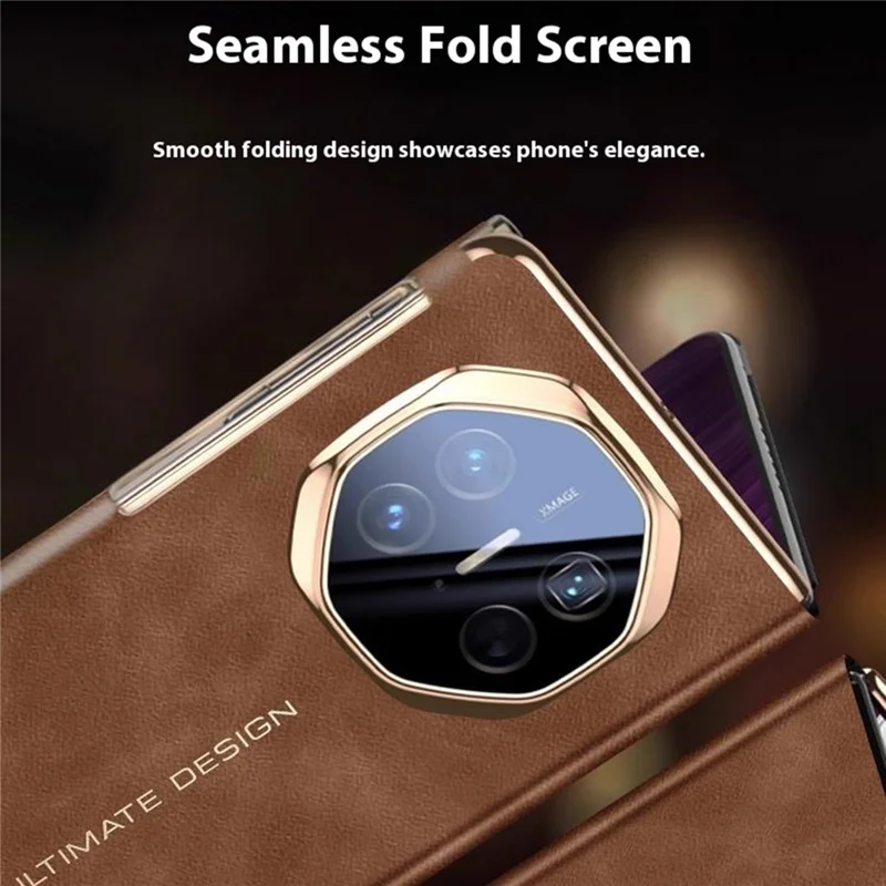 For Huawei Mate XTs Ultimate Smart Phone Case View Window Leather Cover with Auto Wake / Sleep - Brun