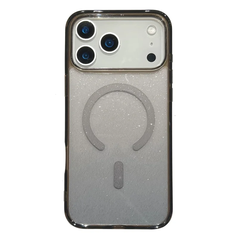 For iPhone 17 Pro Case Compatible with MagSafe Sparkling Glitter PC + TPU Phone Cover - Transparent Black