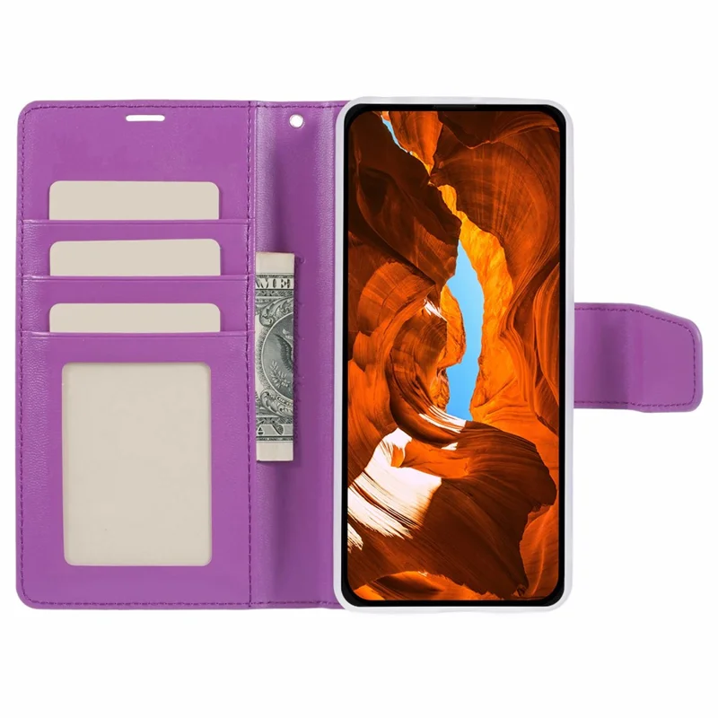 HANMAN Mill Series för iPhone 17 Pro Hållare Leder Etui Plånbok PU Skal - Lila