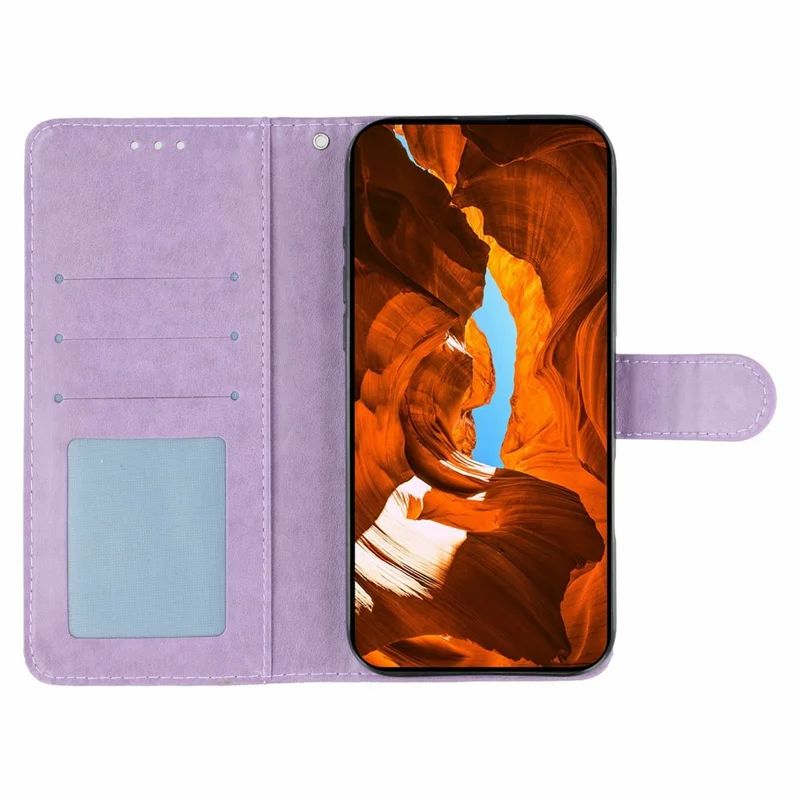 For Xiaomi Poco M8 5G / Redmi Note 15 5G (Global) / 15 4G (Global) Case Wallet Stand Imprinted Rose Butterfly PU Leather Phone Cover - Purple