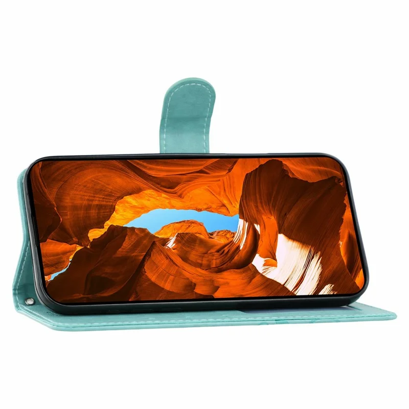 For Xiaomi Redmi Note 15 5G (Global) Case Wallet Stand Imprinted Rose Butterfly PU Leather Phone Cover - Green