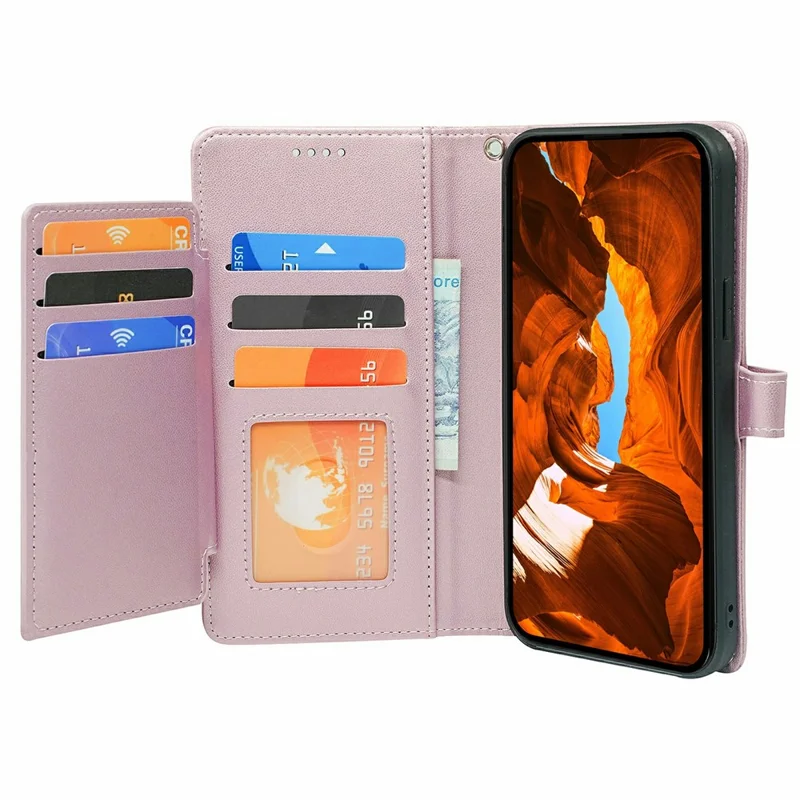 Funda para Xiaomi Redmi Note 15 Pro+ 5G con 9 ranuras para tarjetas, cubierta de teléfono de piel sintética con soporte - Oro rosa
