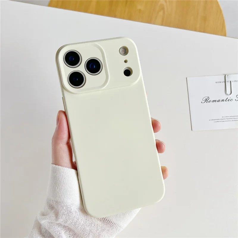 For iPhone 17 Pro Max Case Minimalist Solid Color Anti-scratch TPU Phone Cover with Soft Lining - Antique White