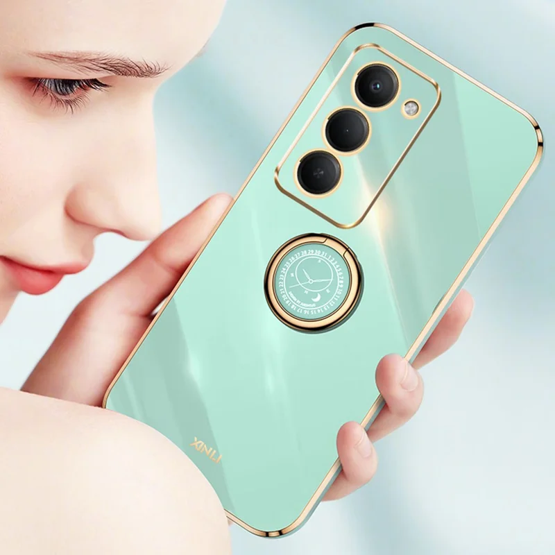 XINLI For Xiaomi Redmi 15 5G (Global) (169mm) Case Ring Kickstand Electroplating TPU Phone Cover - Red