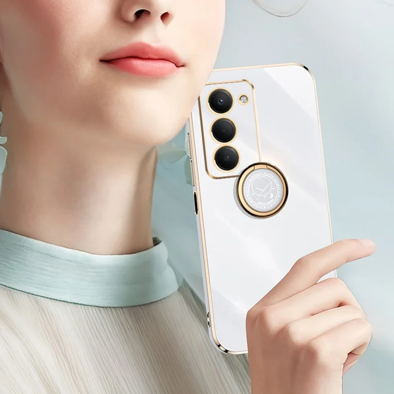 XINLI For Xiaomi Redmi 15 5G (Global) (169mm) Case Ring Kickstand Electroplating TPU Phone Cover - Red
