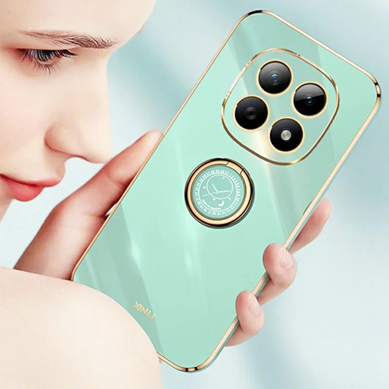 XINLI For Xiaomi Redmi Note 15 5G (Global) Case Ring Kickstand Electroplating TPU Phone Cover - Blue