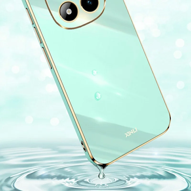 XINLI voor Xiaomi Redmi Note 15 Pro 5G hoesje TPU telefoonhoes met gegalvaniseerde rand - Cyaan