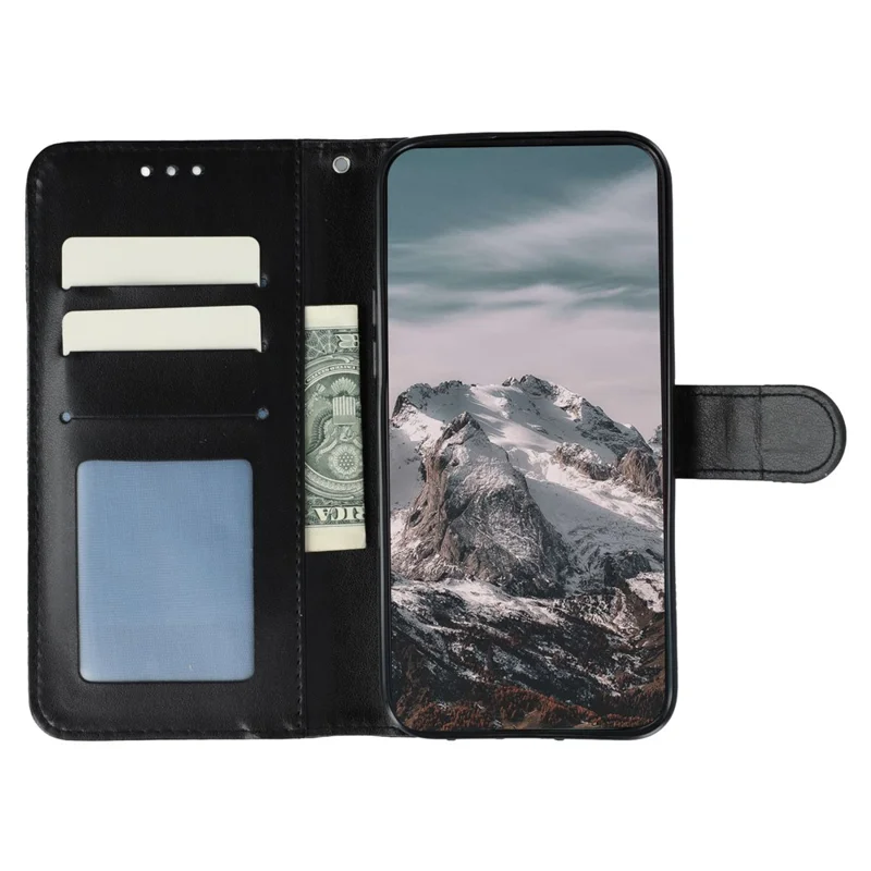 For Xiaomi Poco M8 5G / Redmi Note 15 5G (Global) / 15 4G (Global) Case PU Leather Mandala Imprinted Design Wallet Phone Cover with Wrist Strap - Black