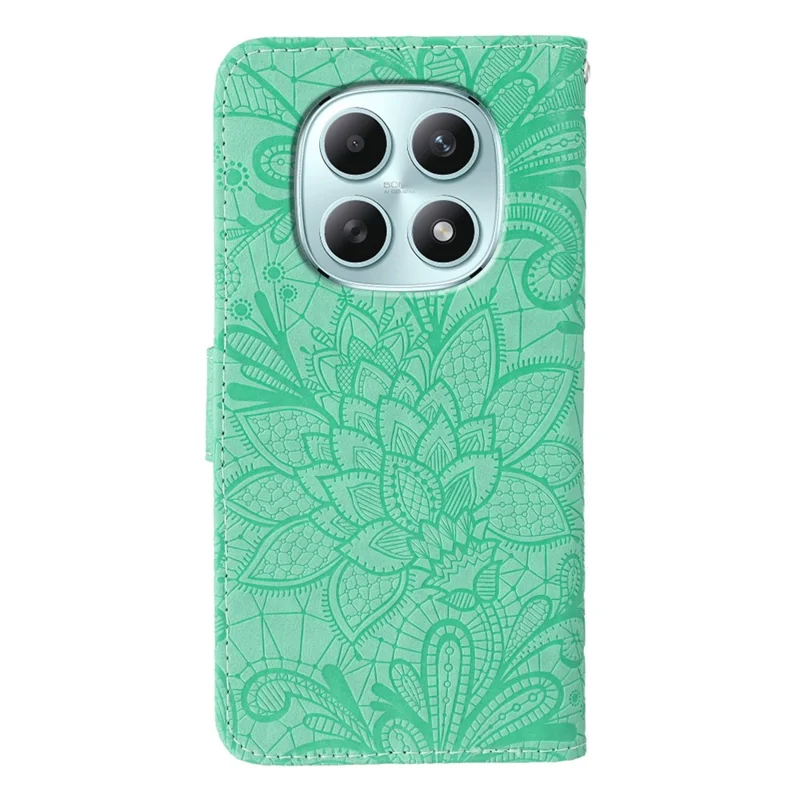 For Xiaomi Poco M8 5G / Redmi Note 15 5G (Global) / 15 4G (Global) Case Lace Flowers PU Leather Flip Wallet Phone Cover - Green