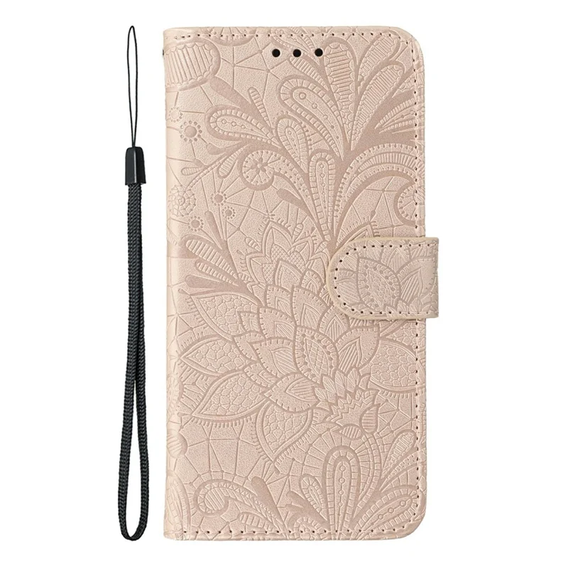 For Xiaomi Poco M8 5G / Redmi Note 15 5G (Global) / 15 4G (Global) Case Lace Flowers PU Leather Flip Wallet Phone Cover - Rose Gold