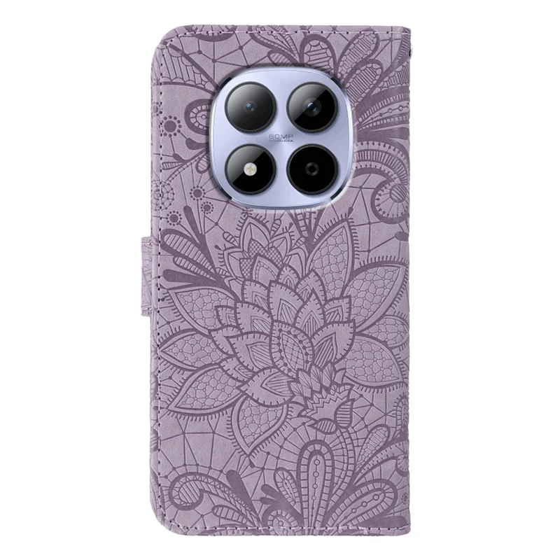 For Xiaomi Redmi Note 15 Pro 5G (Global) Case Lace Flowers PU Leather Flip Wallet Phone Cover - Purple
