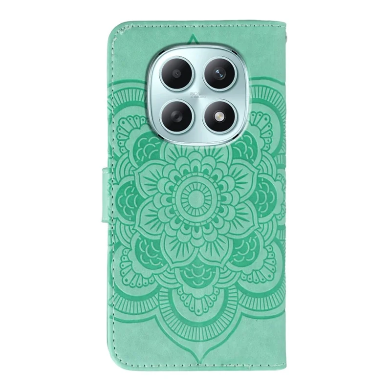 For Xiaomi Poco M8 5G / Redmi Note 15 5G (Global) / 15 4G (Global) Case Rhinestone Decor PU Leather Mandala Imprint Phone Cover with Wrist Strap - Green