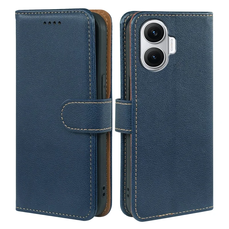 For Xiaomi Redmi Turbo 4 Pro 5G / Poco F7 5G Case RFID Blocking Wallet Litchi Texture Leather Phone Cover Magnetic Clasp - Blue