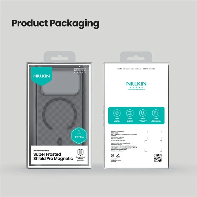 NILLKIN Super Frosted Shield Pro for iPhone 17 Pro Magnetic Case Matte PC TPU Clear Black Phone Back Cover