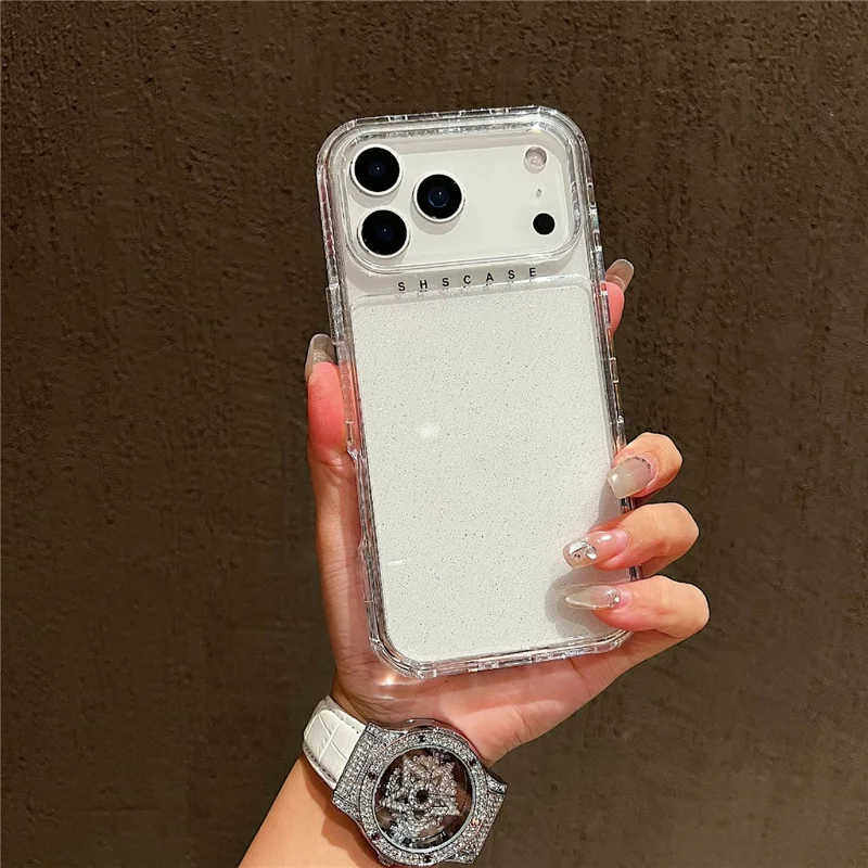 For iPhone 18 Pro / 17 Pro Case Glitter Design PC + TPU Shockproof Phone Cover - Transparent