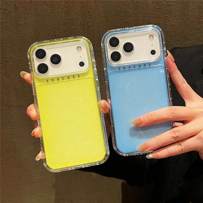 For iPhone 18 Pro / 17 Pro Case Glitter Design PC + TPU Shockproof Phone Cover - Transparent