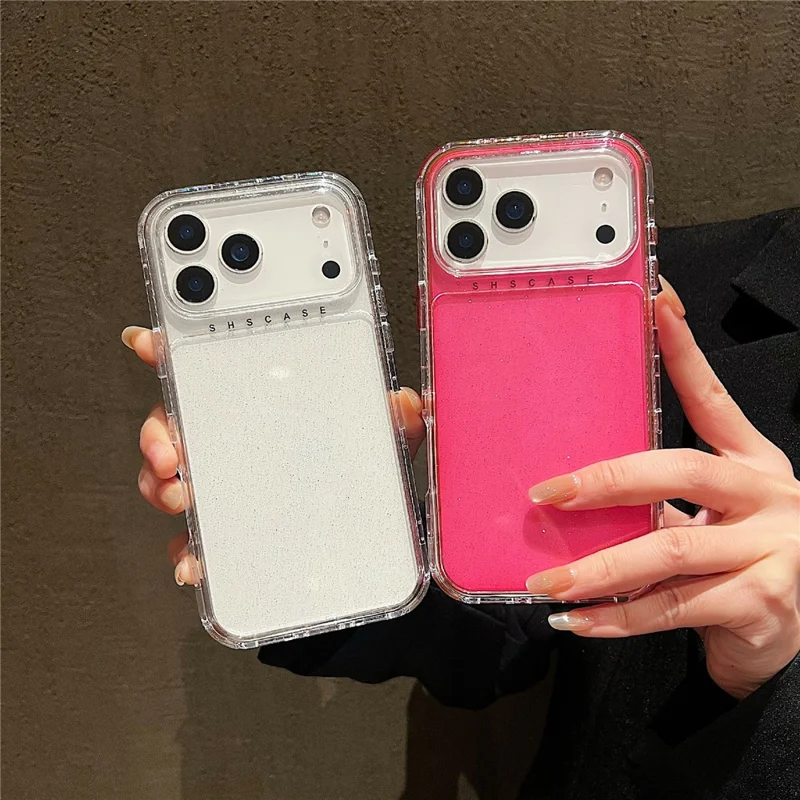For iPhone 18 Pro / 17 Pro Case Glitter Design PC + TPU Shockproof Phone Cover - Transparent