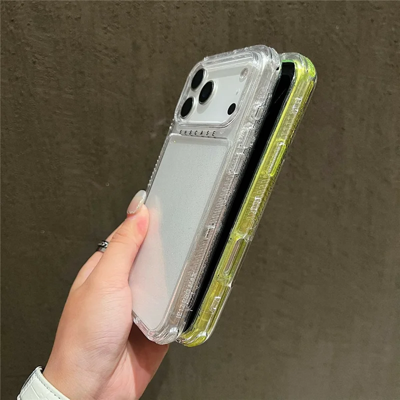 For iPhone 18 Pro / 17 Pro Case Glitter Design PC + TPU Shockproof Phone Cover - Transparent