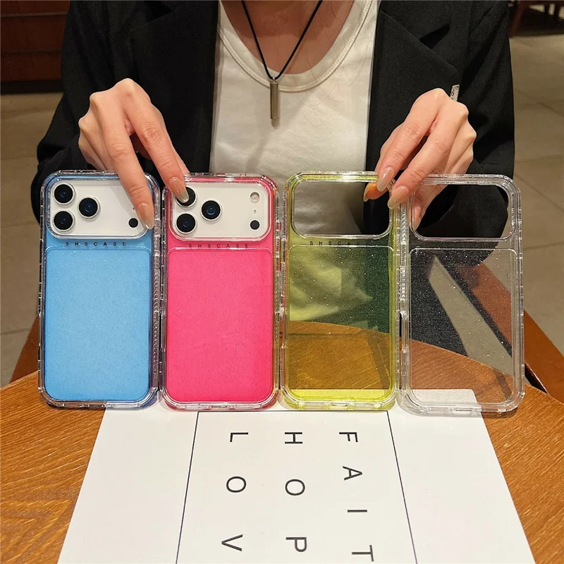 For iPhone 18 Pro / 17 Pro Case Glitter Design PC + TPU Shockproof Phone Cover - Transparent