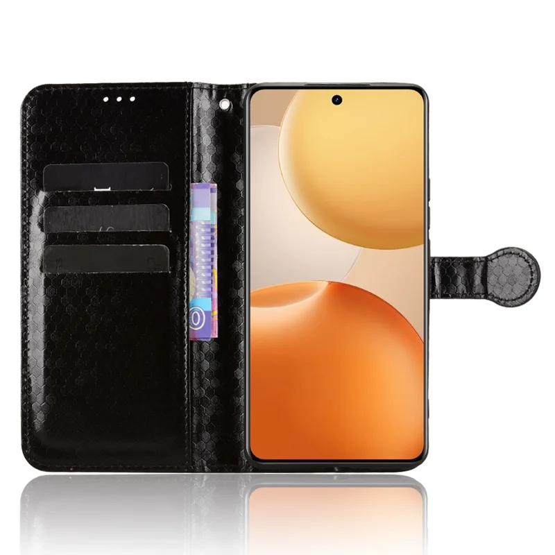 For Realme P4 5G Wallet Case Dot Pattern Imprint PU Leather Phone Cover with Wrist Strap - Black