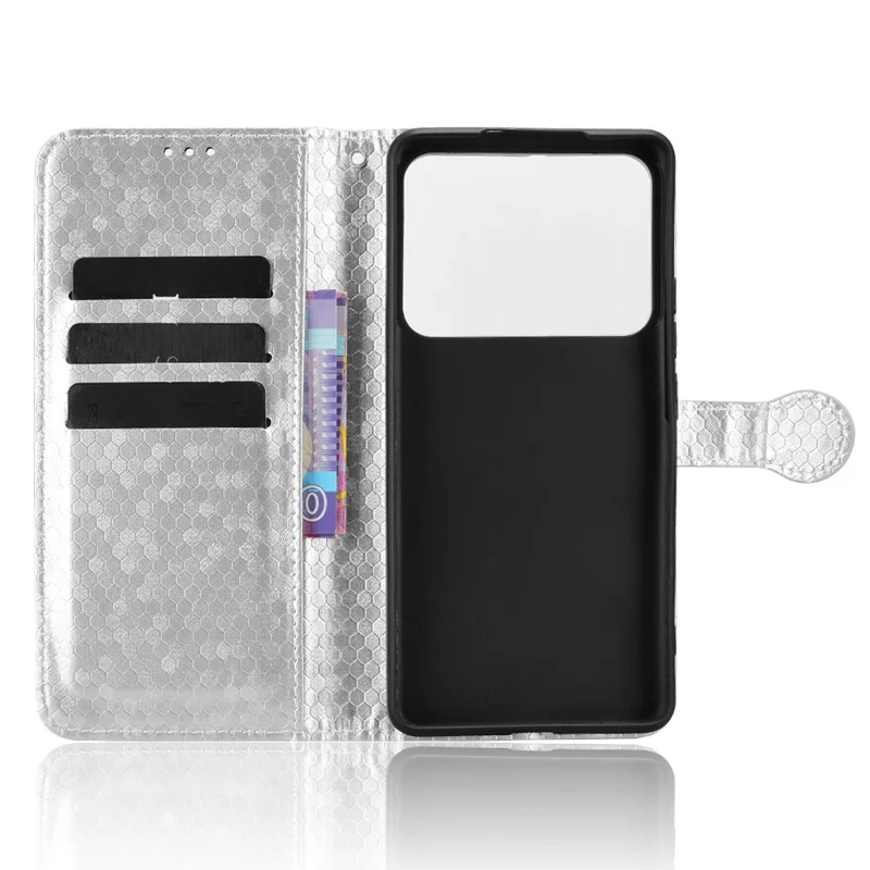 For Realme P4 Pro 5G Wallet Case Dot Pattern Imprint PU Leather Phone Cover with Wrist Strap - Silver