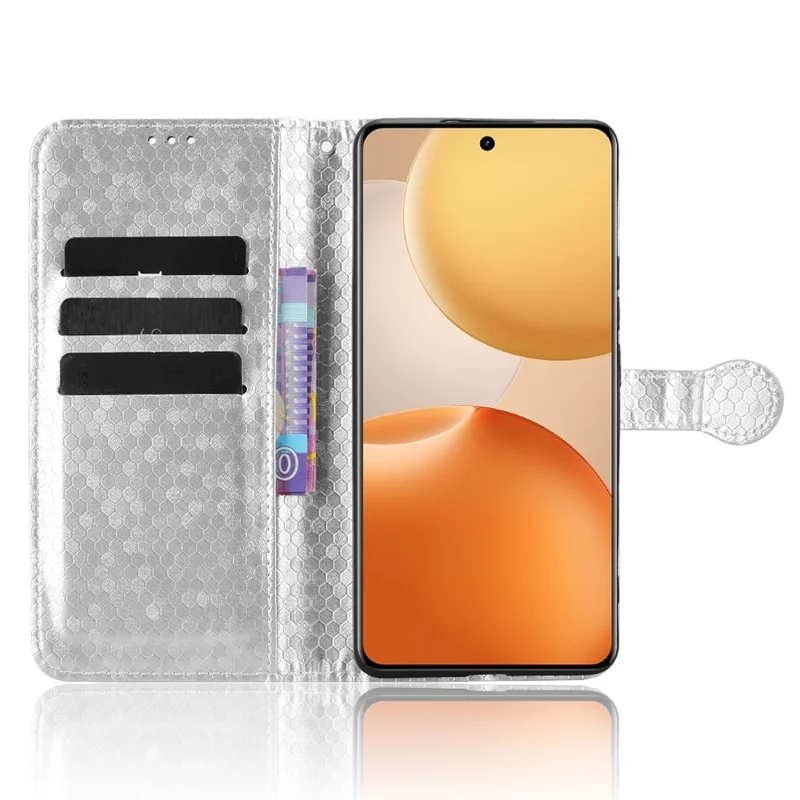 For Realme P4 Pro 5G Wallet Case Dot Pattern Imprint PU Leather Phone Cover with Wrist Strap - Silver
