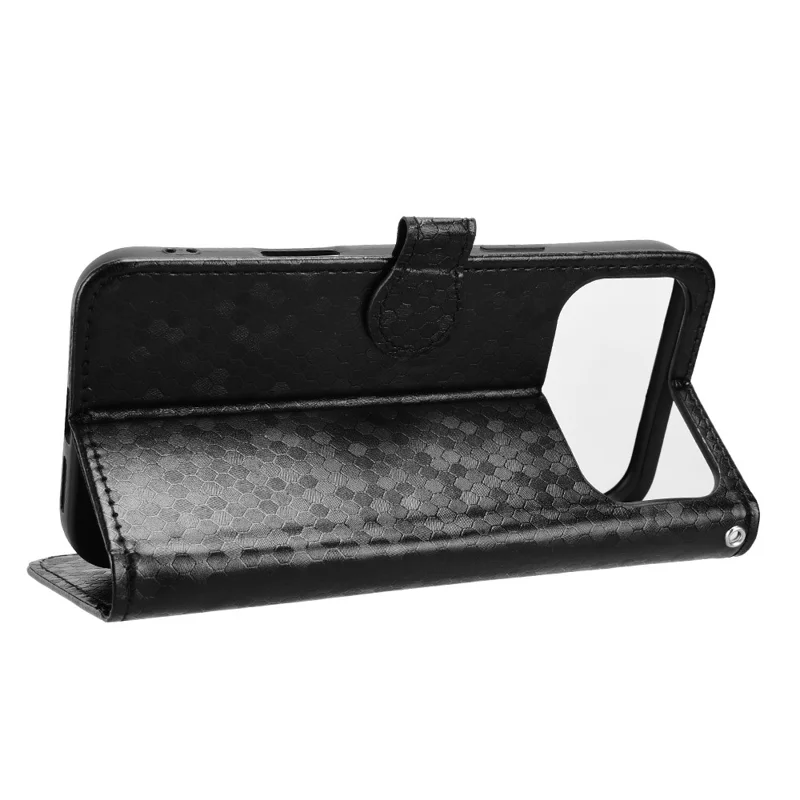 Walletcase met stippenpatroon voor iPhone 17 Pro Max, imitatie lederen hoesje met polsbandje - Zwart