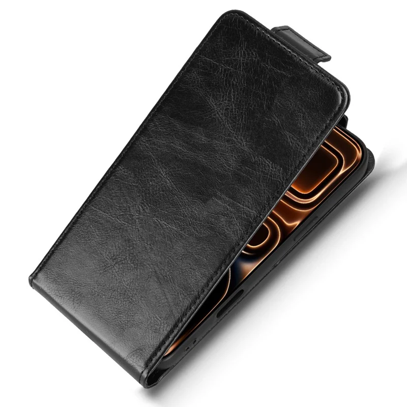 For iPhone 18 Pro Max / 17 Pro Max Stand Case Magnetic Clasp Vertical Flip Leather Phone Cover with Card Holder - Black