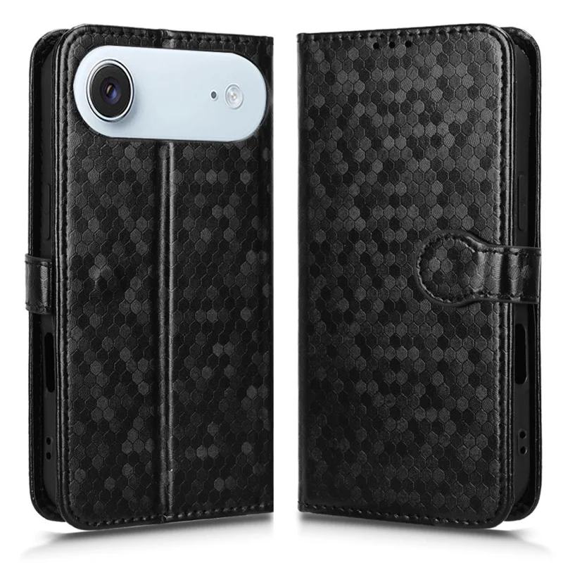 Til iPhone Air Wallet Case med prikpatterning i PU-læder med håndledsrem - Sort