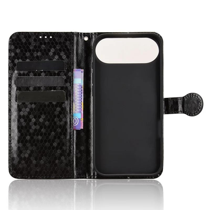 Til iPhone Air Wallet Case med prikpatterning i PU-læder med håndledsrem - Sort