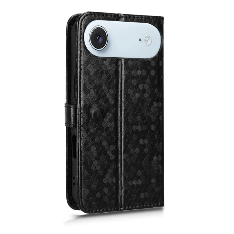 Til iPhone Air Wallet Case med prikpatterning i PU-læder med håndledsrem - Sort