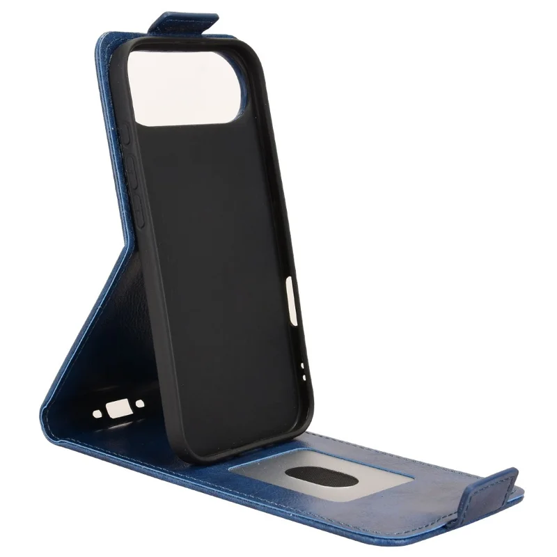 For iPhone Air Stand Case Magnetic Clasp Vertical Flip Leather Phone Cover with Card Holder - Dark Blue