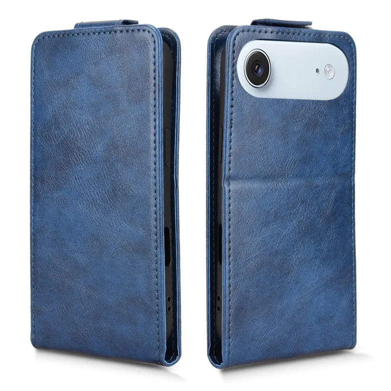 For iPhone Air Stand Case Magnetic Clasp Vertical Flip Leather Phone Cover with Card Holder - Dark Blue