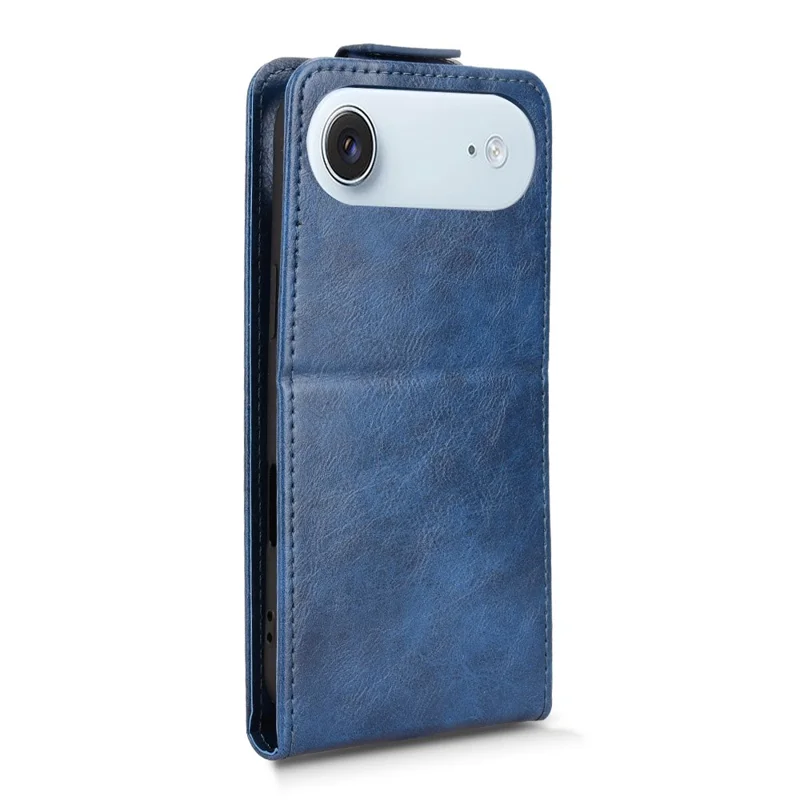 For iPhone Air Stand Case Magnetic Clasp Vertical Flip Leather Phone Cover with Card Holder - Dark Blue