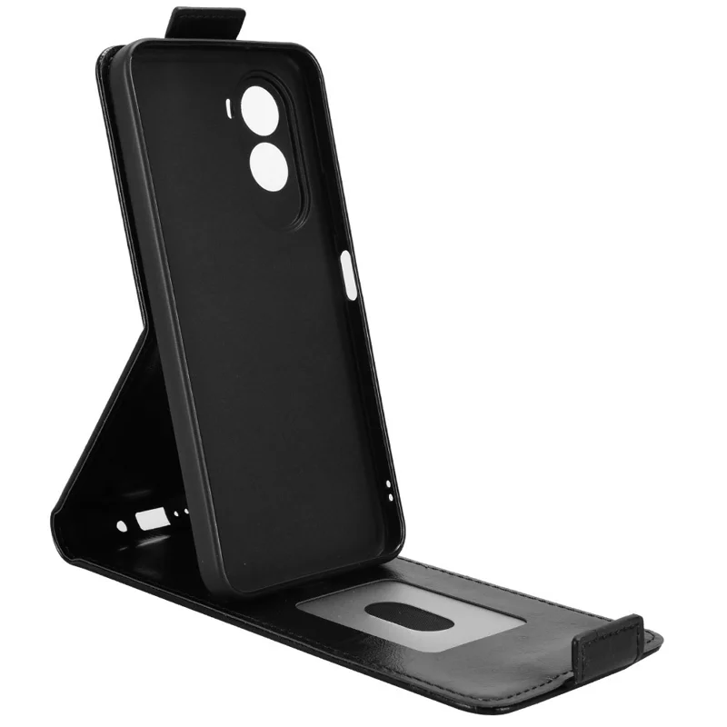 For Xiaomi Poco M7 4G (169mm)  /  Poco M7 Plus 5G Stand Case Magnetic Clasp Vertical Flip Leather Phone Cover with Card Holder - Black