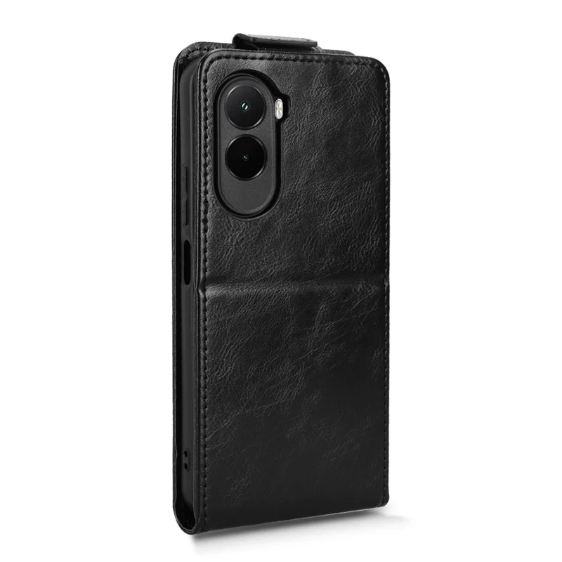 For Xiaomi Poco M7 4G (169mm)  /  Poco M7 Plus 5G Stand Case Magnetic Clasp Vertical Flip Leather Phone Cover with Card Holder - Black