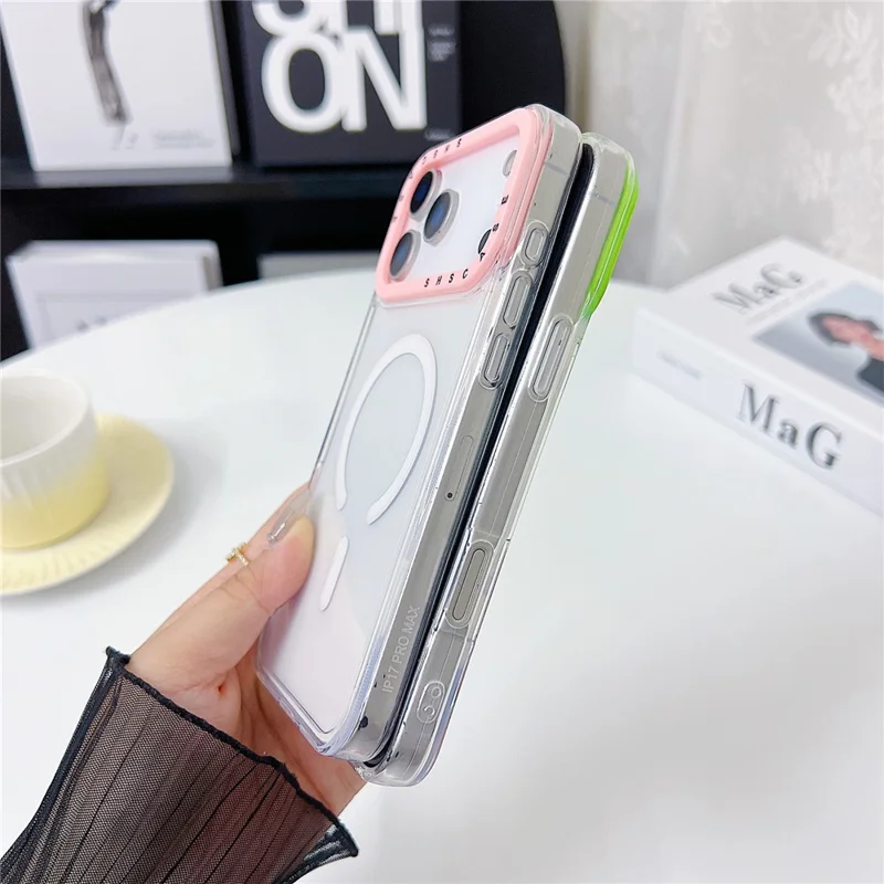 For iPhone 17 Pro Max Clear Case Compatible with MagSafe PC + TPU Phone Back Cover - Green