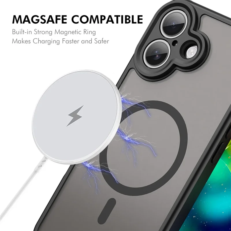 ENKAY SOMBRERO PRÍNCIPE Para iPhone 16 Funda Magnética con Vidrio Templado 9H PC TPU Mate Cubierta de Teléfono - Negro