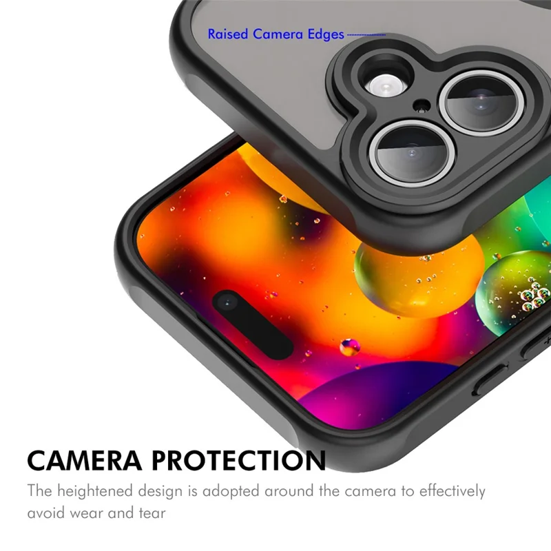 ENKAY SOMBRERO PRÍNCIPE Para iPhone 16 Funda Magnética con Vidrio Templado 9H PC TPU Mate Cubierta de Teléfono - Negro