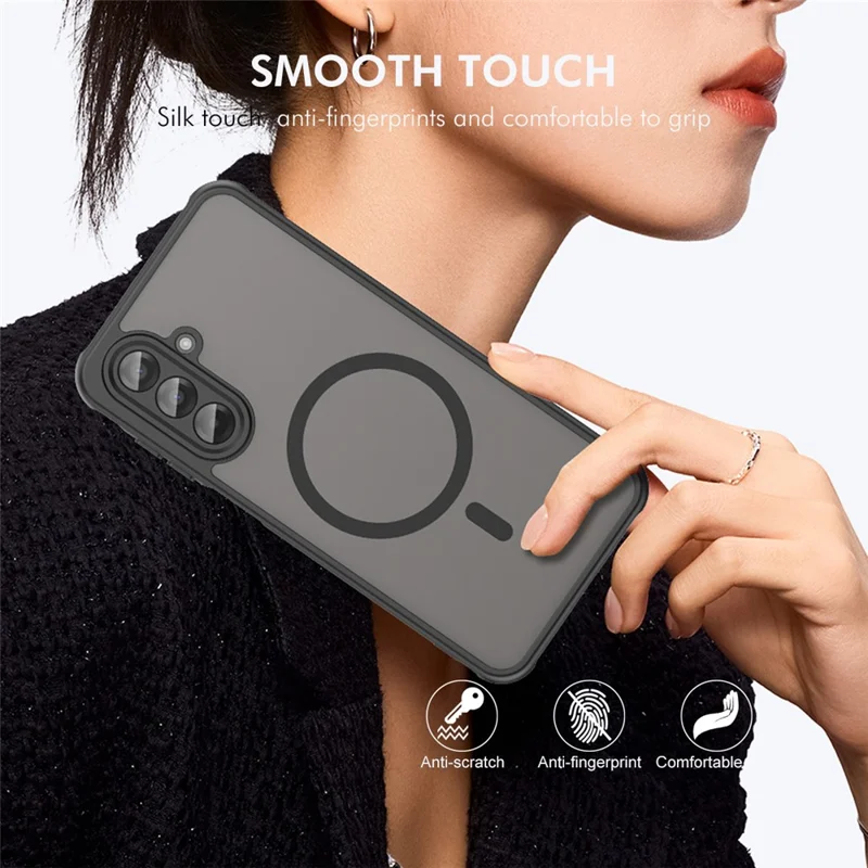 ENKAY SOMBRERO PRÍNCIPE Para Samsung Galaxy A17 5G Funda Magnética con Vidrio Templado 9H PC TPU Mate Cubierta de Teléfono - Negro