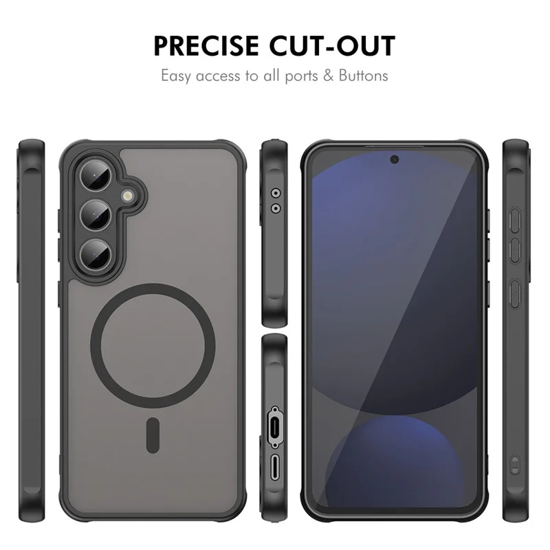 ENKAY SOMBRERO PRÍNCIPE Para Samsung Galaxy S25 FE Funda magnética con vidrio templado 9H PC TPU mate Funda de teléfono - Negro